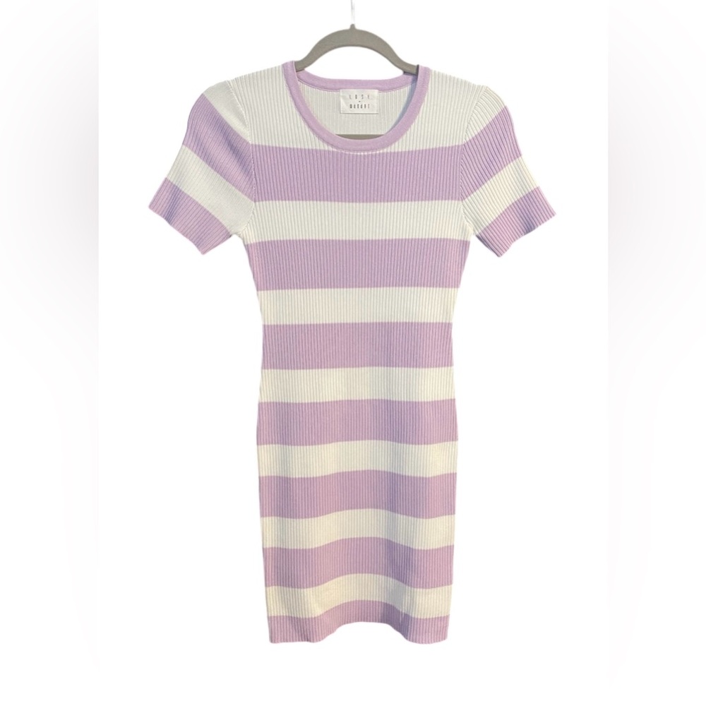 Lost + Wander Lilac & White Striped Sweater Dress, Size Small